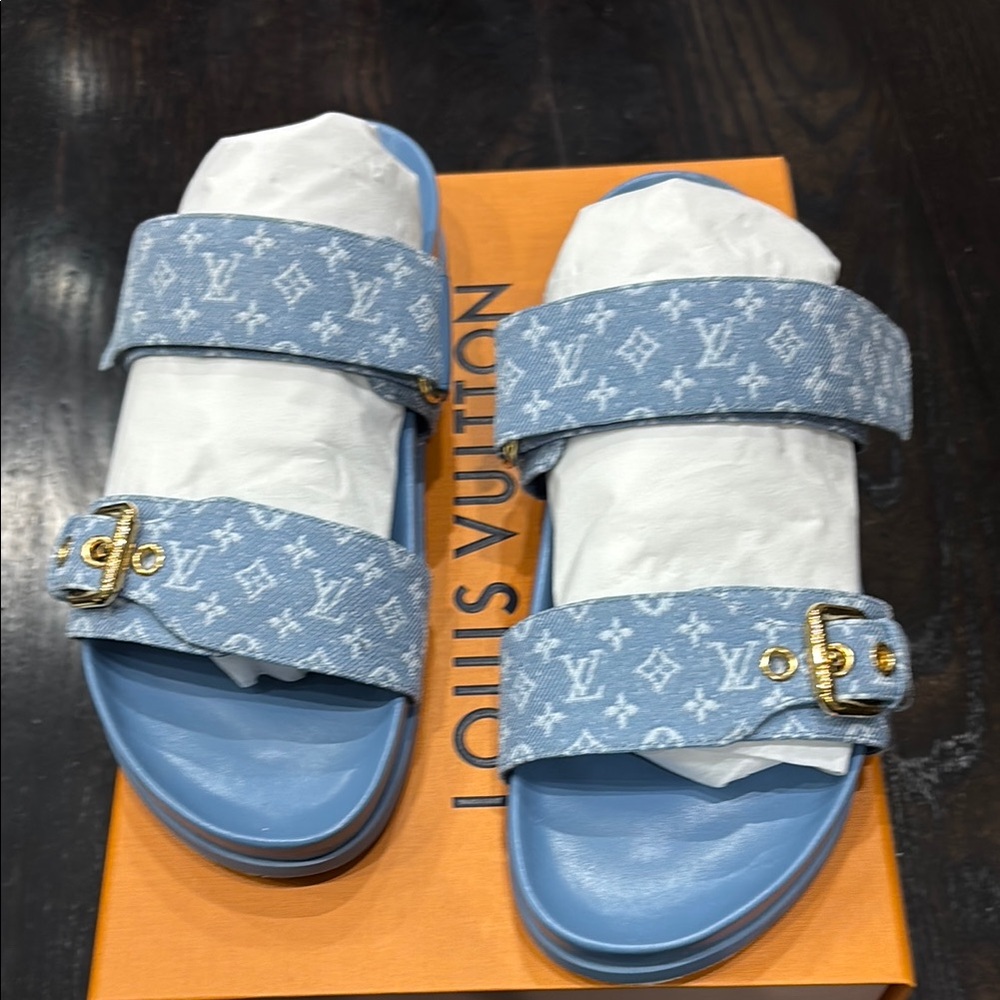 Louis Vuitton Light Blue Monogram Sandals